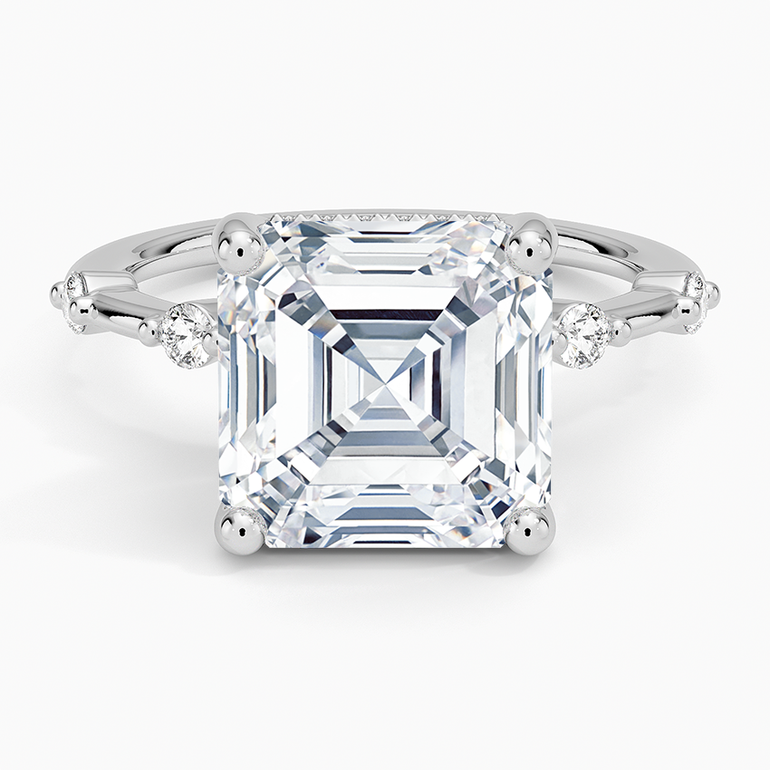 Aimee Hidden Halo Diamond Ring Platinum Asscher Engagement Ring