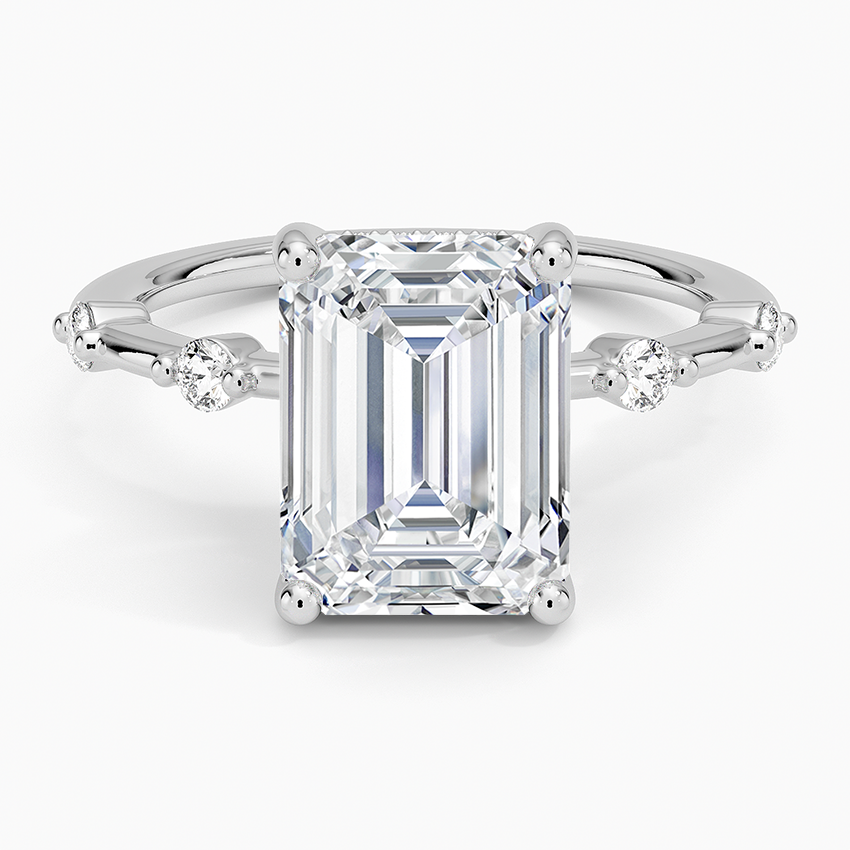 Aimee Hidden Halo Diamond Ring Platinum Emerald Engagement Ring