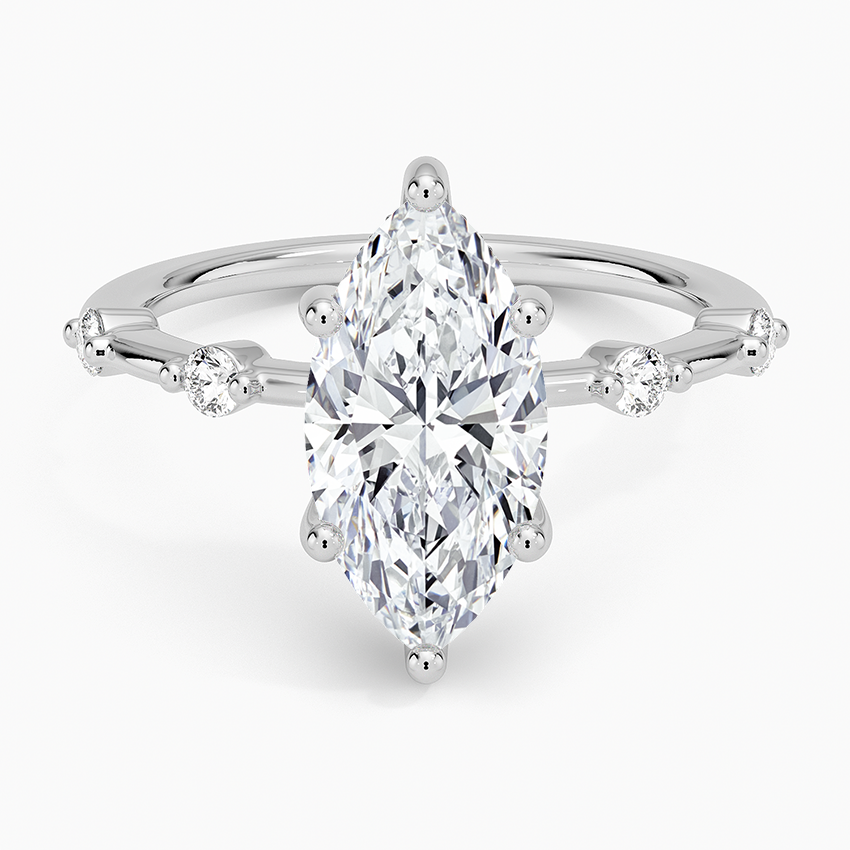 Aimee Hidden Halo Diamond Ring Platinum Marquise Engagement Ring