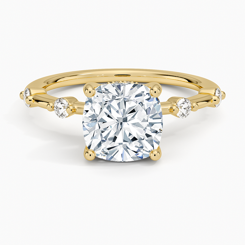Aimee Hidden Halo Diamond Ring Yellow Gold 18k Cushion Engagement Ring