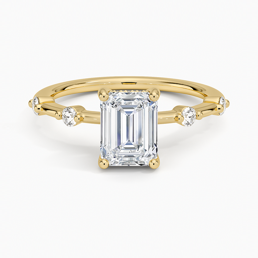 Aimee Hidden Halo Diamond Ring Yellow Gold 18k Emerald Engagement Ring