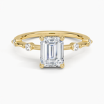 Aimee Hidden Halo Diamond Ring Yellow Gold 18k Emerald Engagement Ring