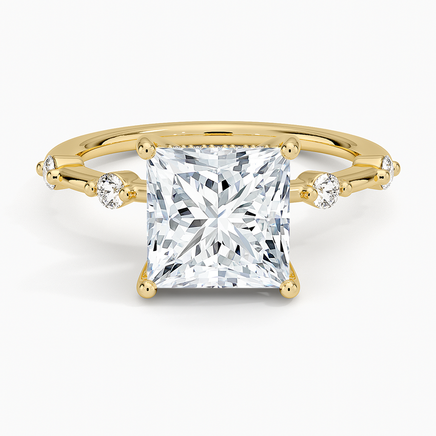 Aimee Hidden Halo Diamond Ring Yellow Gold 18k Princess Engagement Ring