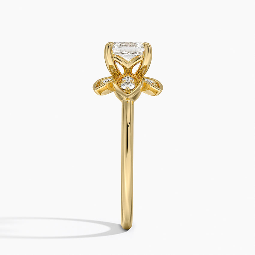 Luxe Fiore Diamond Ring Yellow Gold 18k Asscher Engagement Ring