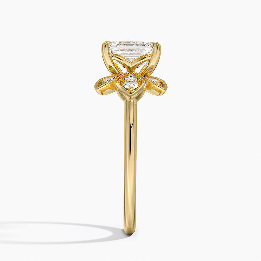 Luxe Fiore Diamond Ring Yellow Gold 18k Emerald Engagement Ring
