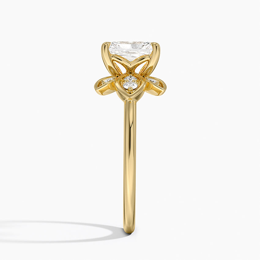Luxe Fiore Diamond Ring Yellow Gold 18k Radiant Engagement Ring