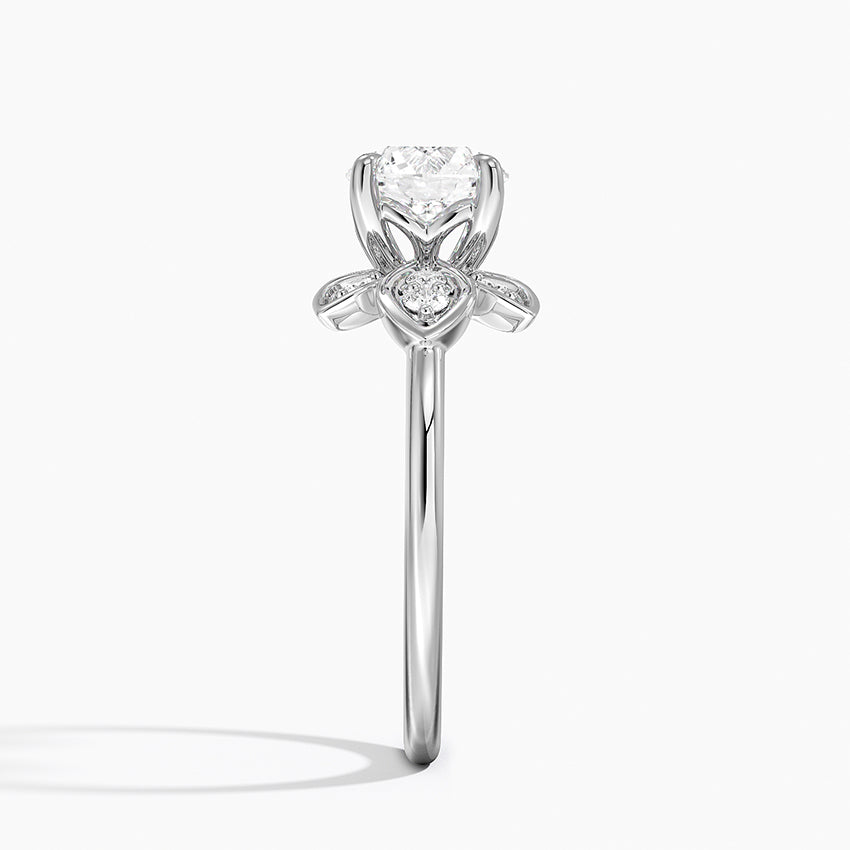 Luxe Fiore Diamond Ring Platinum Round Engagement Ring