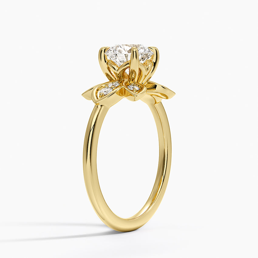 Luxe Fiore Diamond Ring Yellow Gold 18k Round Engagement Ring