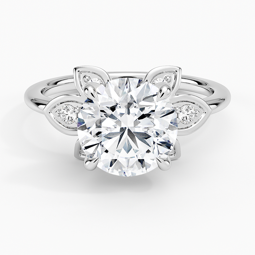Luxe Fiore Diamond Ring Platinum Round Engagement Ring