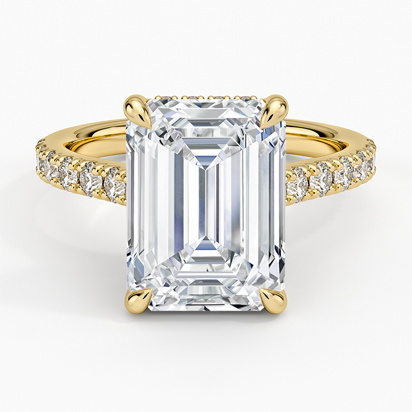 Grand Lissome Diamond Ring Yellow Gold 18k Emerald Engagement Ring