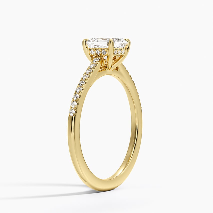 Lissome Half Coverage Diamond Ring Yellow Gold 18k Asscher Engagement Ring