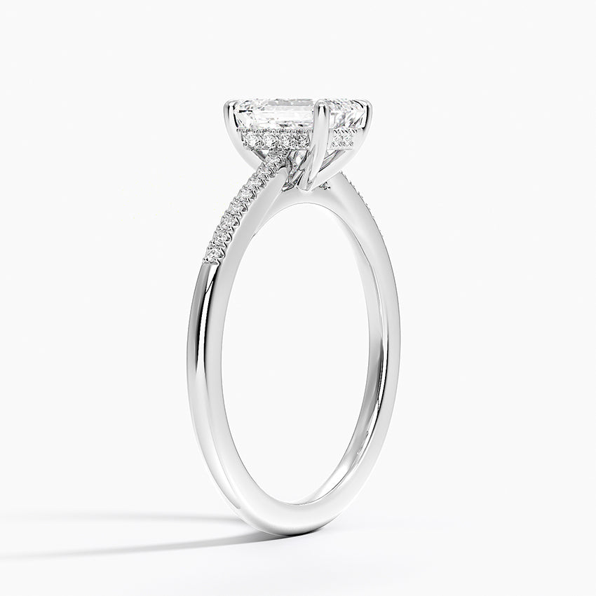 Lissome Half Coverage Diamond Ring Platinum Emerald Engagement Ring