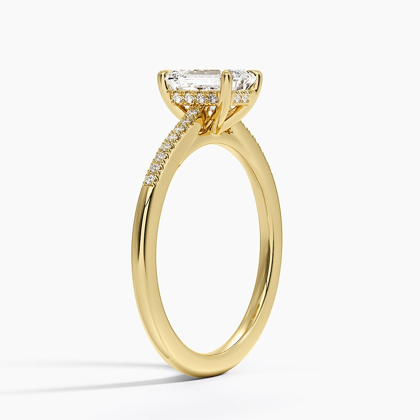 Lissome Half Coverage Diamond Ring Yellow Gold 18k Emerald Engagement Ring