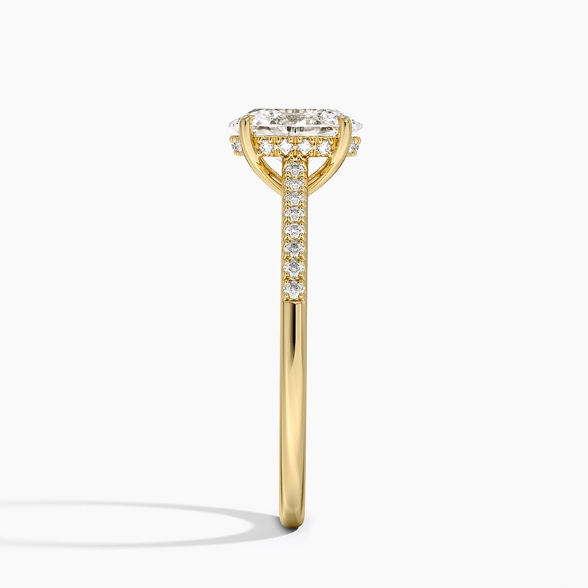 Lissome Half Coverage Diamond Ring Yellow Gold 18k Oval Engagement Ring