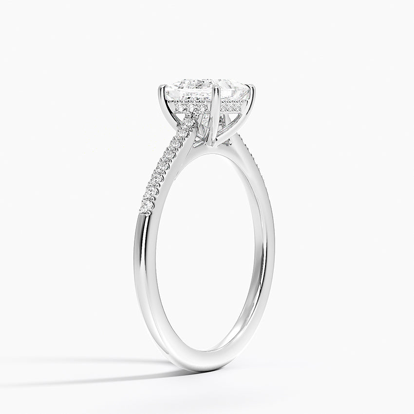 Lissome Half Coverage Diamond Ring Platinum Princess Engagement Ring