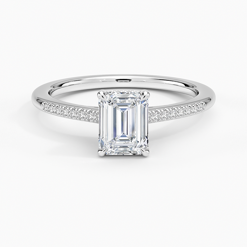 Lissome Half Coverage Diamond Ring Platinum Emerald Engagement Ring