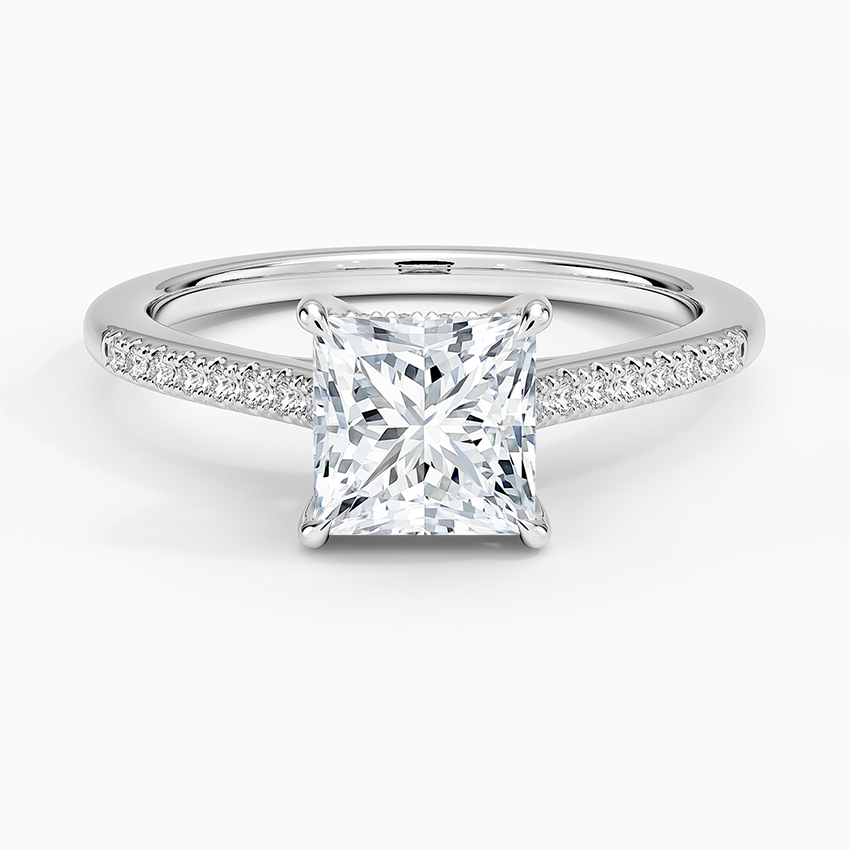 Lissome Half Coverage Diamond Ring Platinum Princess Engagement Ring
