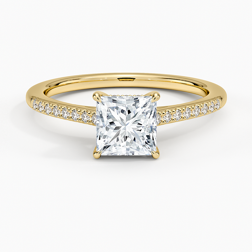 Lissome Half Coverage Diamond Ring Yellow Gold 18k Princess Engagement Ring