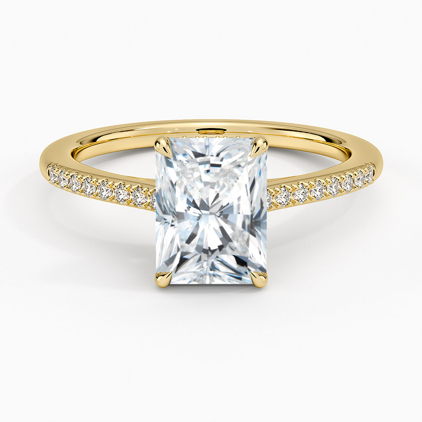 Lissome Half Coverage Diamond Ring Yellow Gold 18k Radiant Engagement Ring