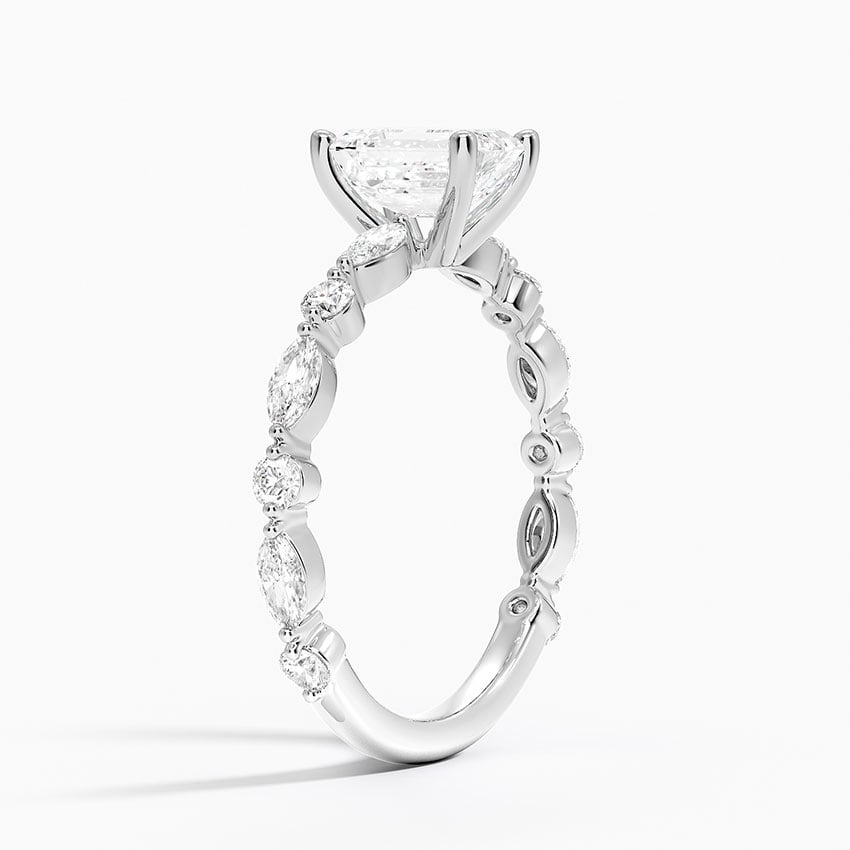 Versailles Three-Quarter Coverage Diamond Ring (1/2 ct. tw.) Platinum Emerald Engagement Ring