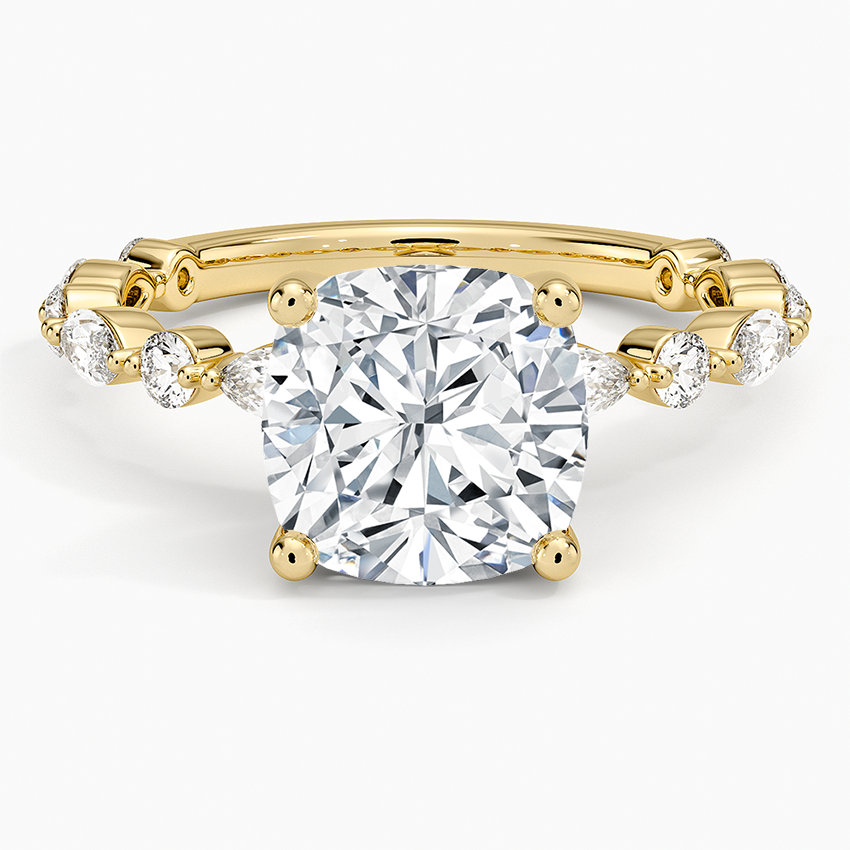 Versailles Three-Quarter Coverage Diamond Ring (1/2 ct. tw.) Yellow Gold 18k Cushion Engagement Ring