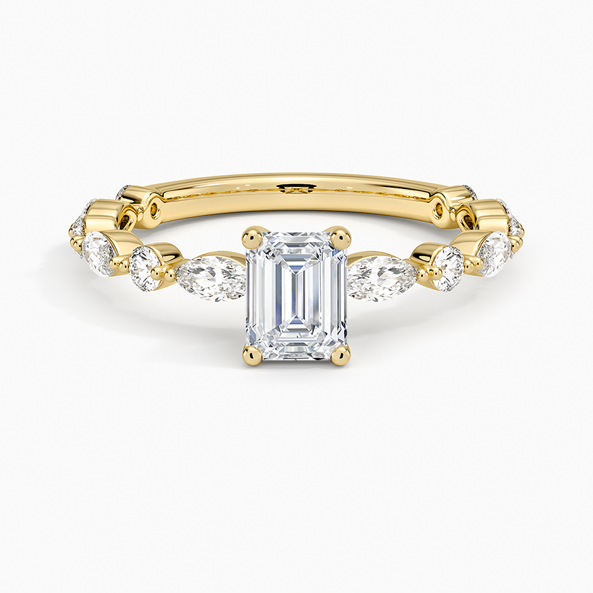 Versailles Three-Quarter Coverage Diamond Ring (1/2 ct. tw.) Yellow Gold 18k Emerald Engagement Ring