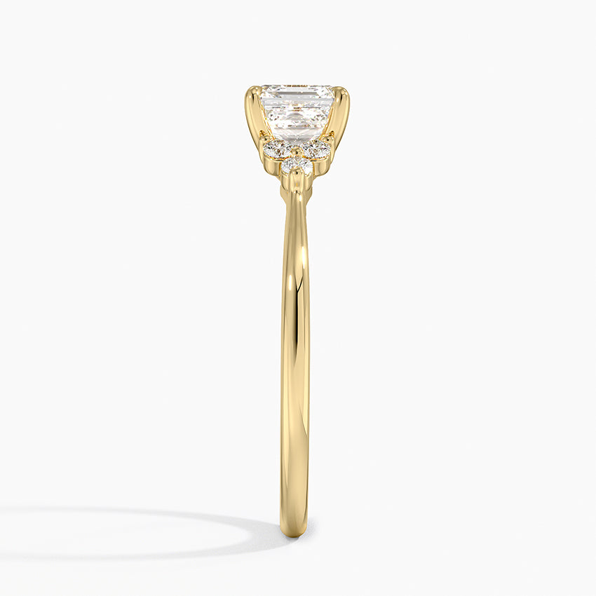Melody Diamond Ring Yellow Gold 18k Asscher Engagement Ring