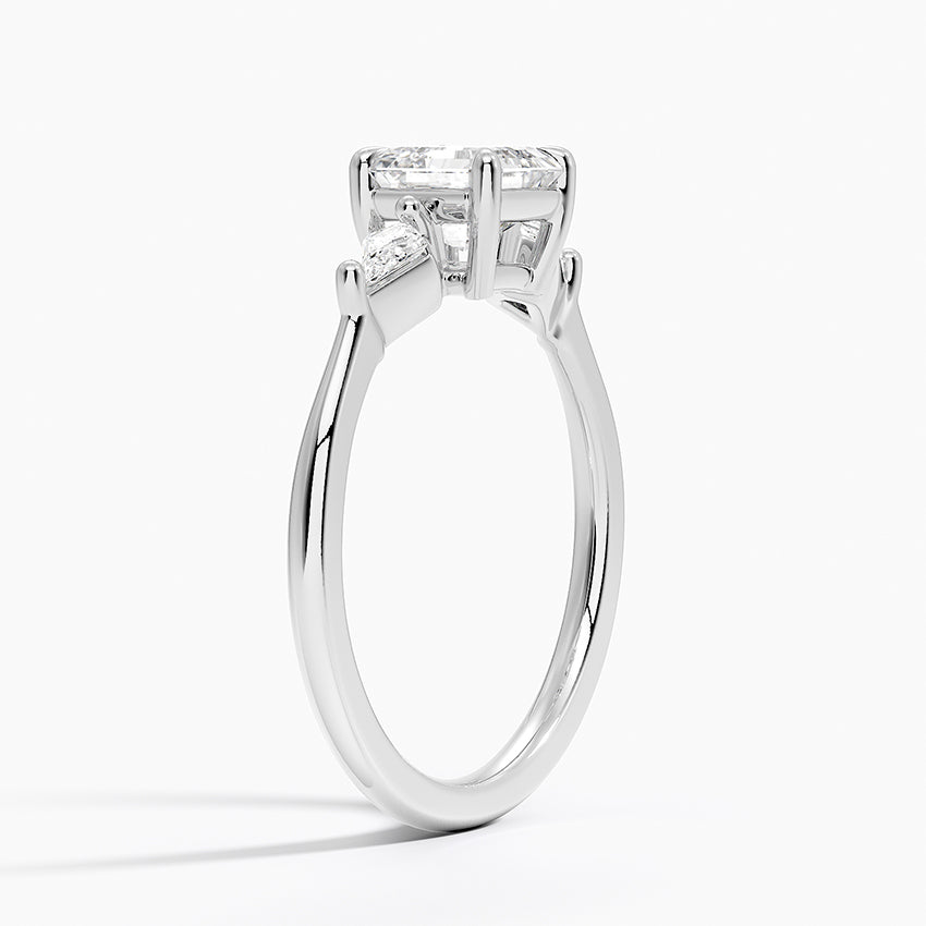 Cometa Three Stone Diamond Ring Platinum Asscher Engagement Ring