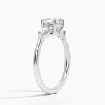 Cometa Three Stone Diamond Ring Platinum Cushion Engagement Ring