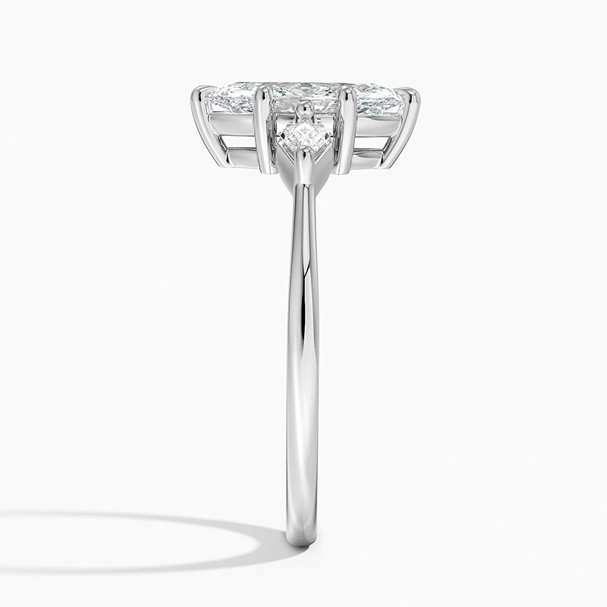 Cometa Three Stone Diamond Ring Platinum Marquise Engagement Ring