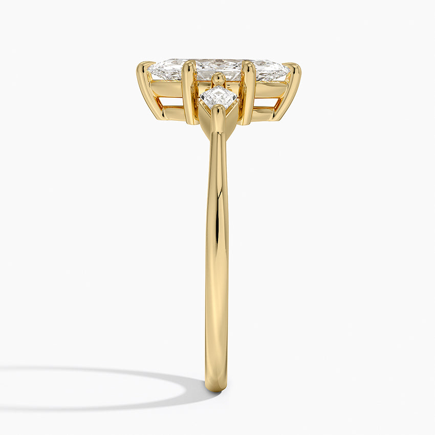 Cometa Three Stone Diamond Ring Yellow Gold 18k Marquise Engagement Ring