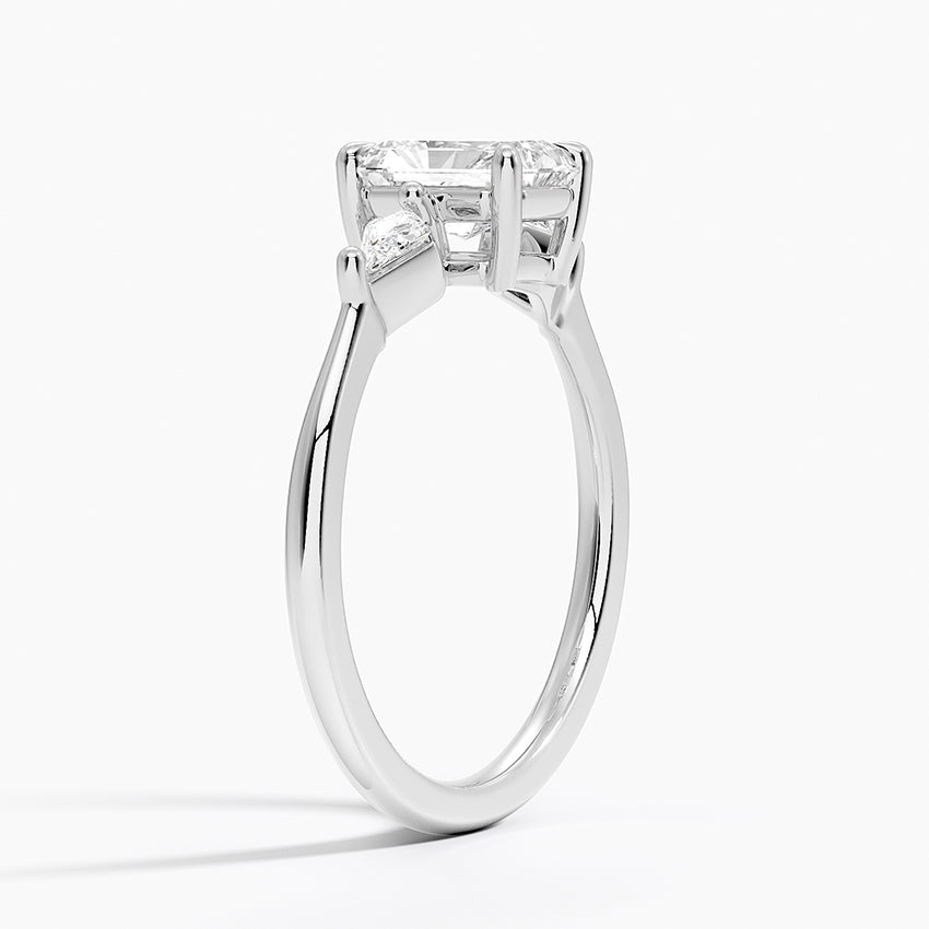 Cometa Three Stone Diamond Ring Platinum Radiant Engagement Ring