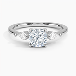 Cometa Three Stone Diamond Ring Platinum Cushion Engagement Ring