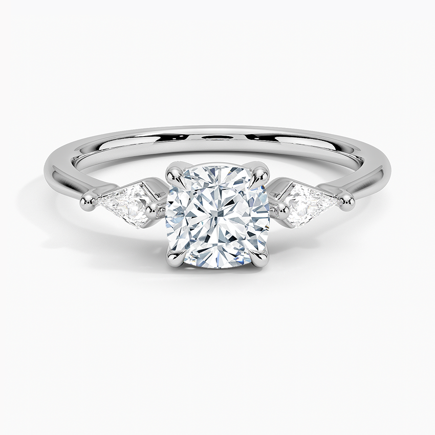 Cometa Three Stone Diamond Ring Platinum Cushion Engagement Ring