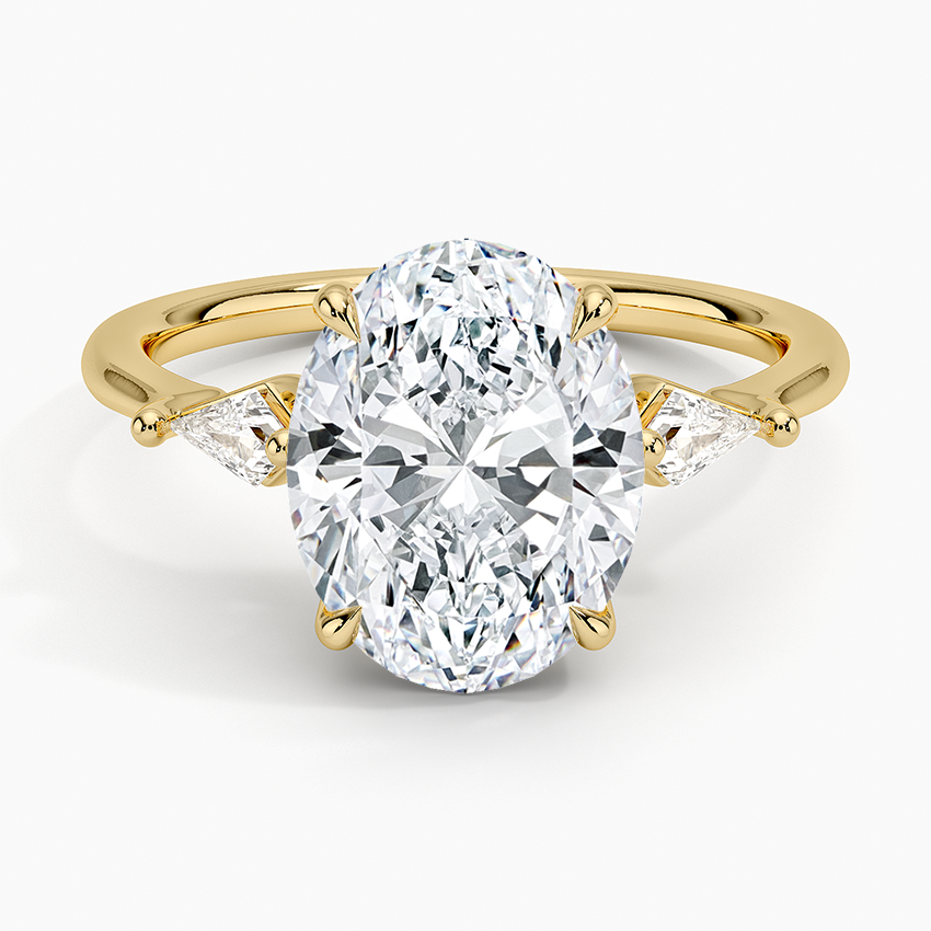 Cometa Three Stone Diamond Ring Yellow Gold 18k Oval Engagement Ring