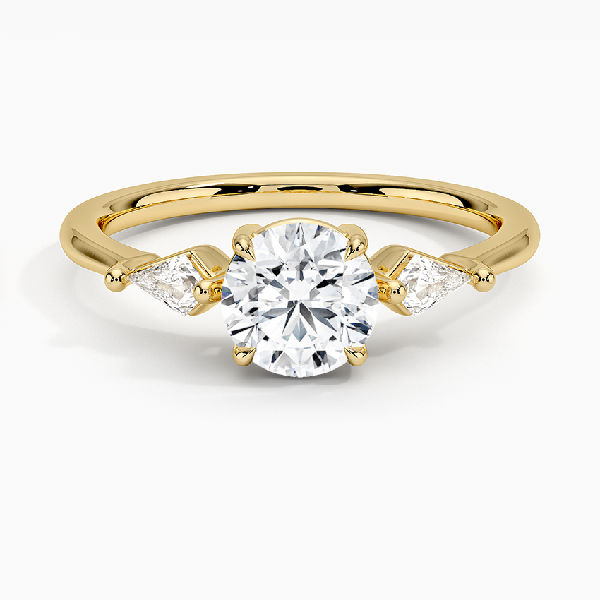 Cometa Three Stone Diamond Ring Yellow Gold 18k Round Engagement Ring