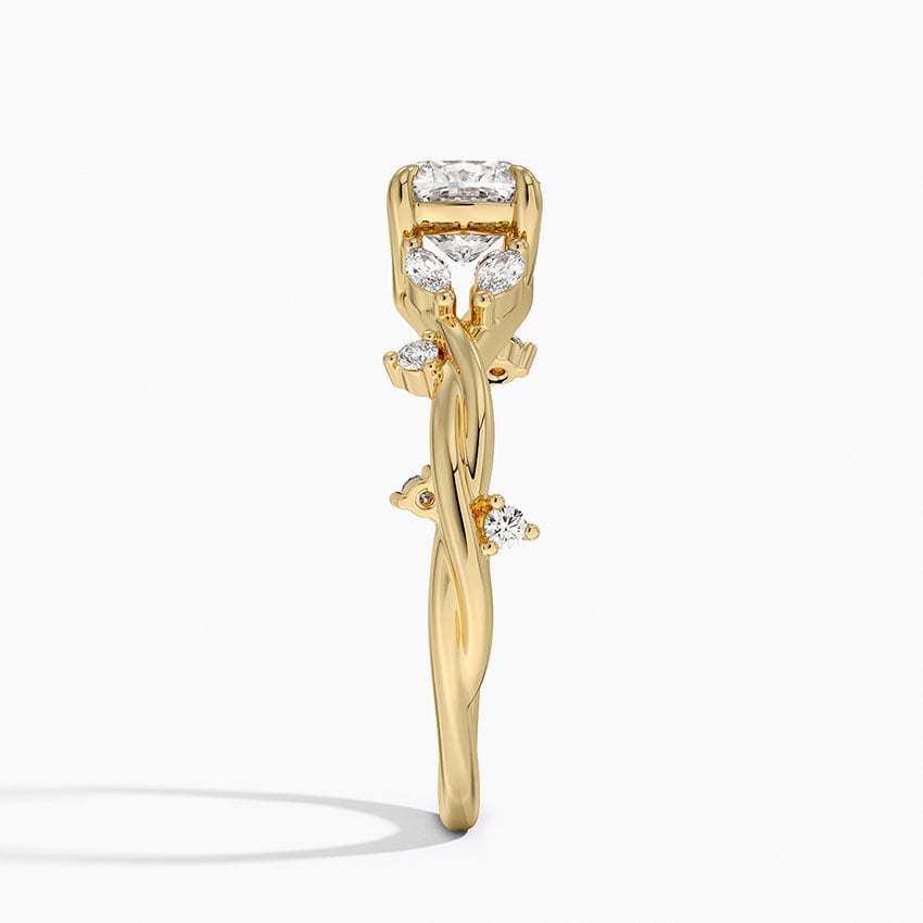 Azalea Twist Diamond Ring Yellow Gold 18k Cushion Engagement Ring
