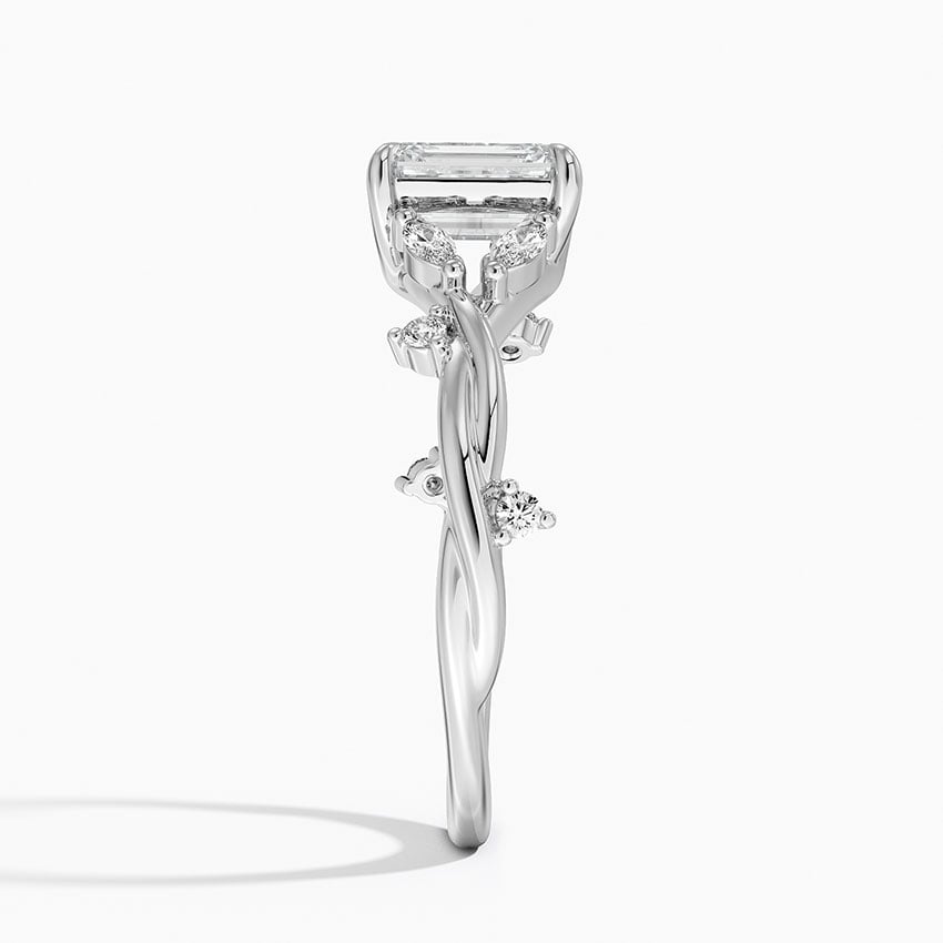Azalea Twist Diamond Ring Platinum Emerald Engagement Ring