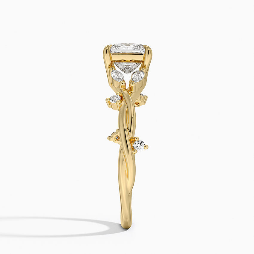 Azalea Twist Diamond Ring Yellow Gold 18k Princess Engagement Ring