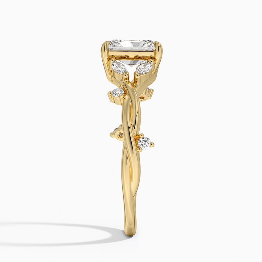 Azalea Twist Diamond Ring Yellow Gold 18k Radiant Engagement Ring