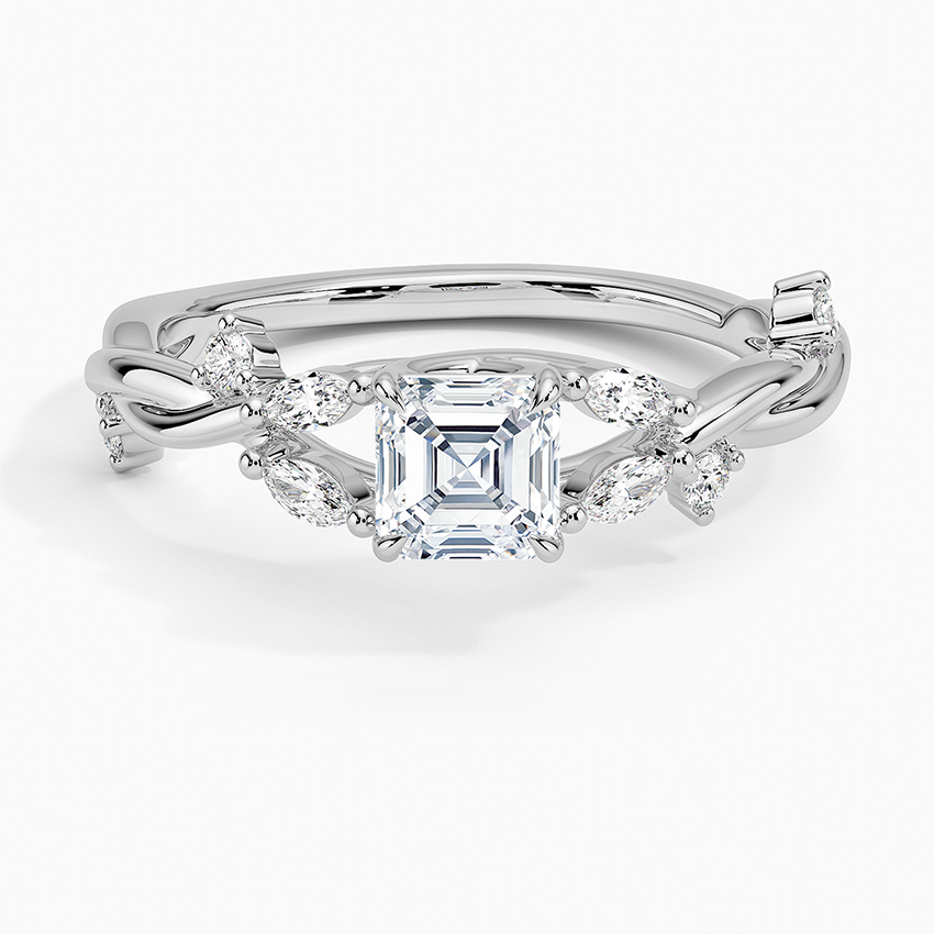 Azalea Twist Diamond Ring Platinum Asscher Engagement Ring