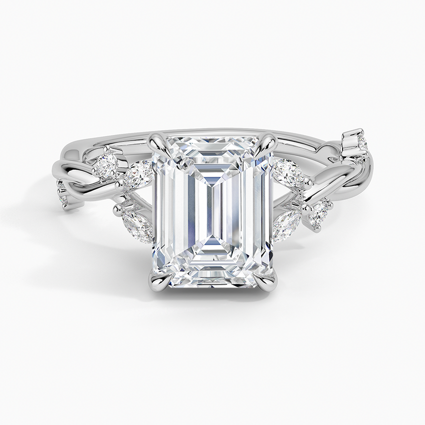 Azalea Twist Diamond Ring Platinum Emerald Engagement Ring