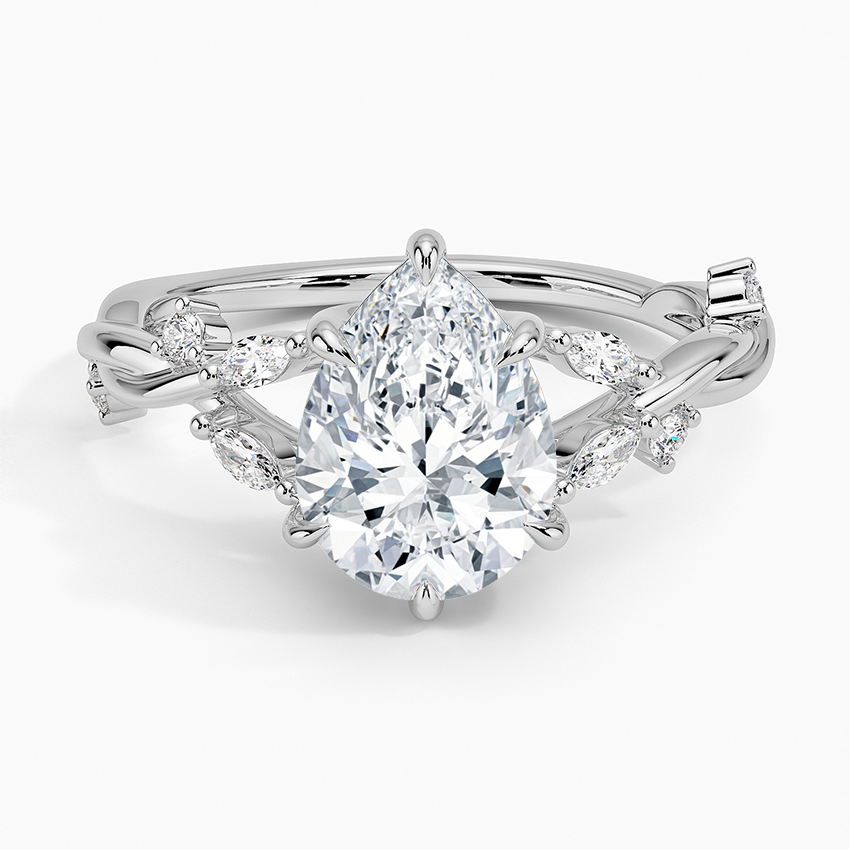 Azalea Twist Diamond Ring Platinum Pear Engagement Ring