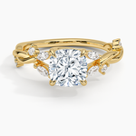Azalea Twist Diamond Ring Yellow Gold 18k Cushion Engagement Ring