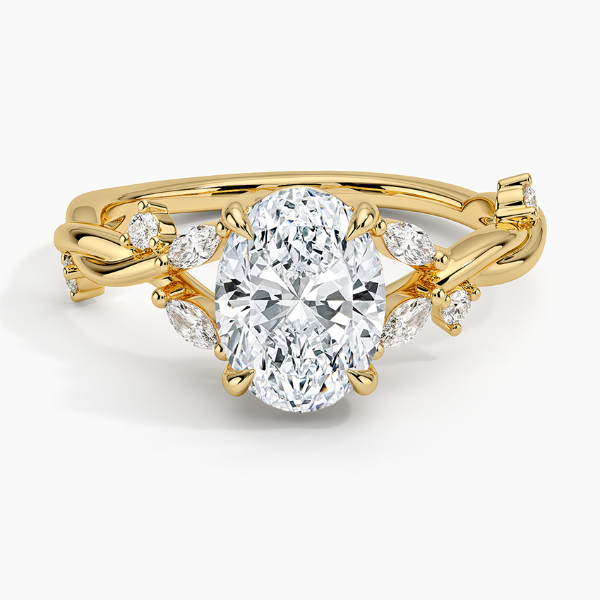 Azalea Twist Diamond Ring Yellow Gold 18k Oval Engagement Ring