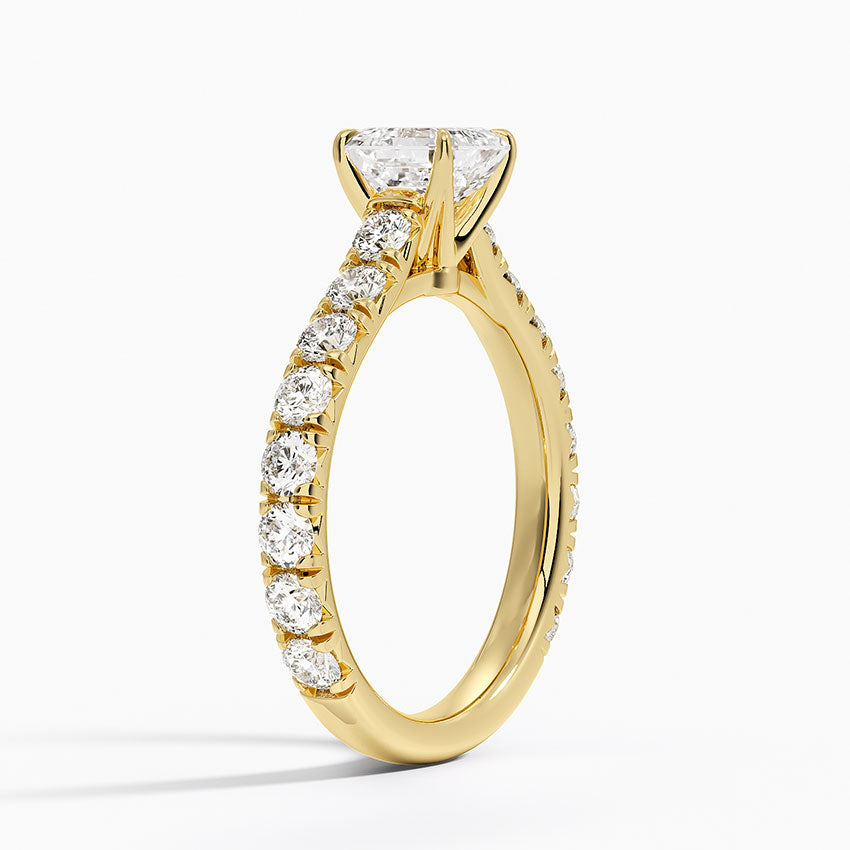 Anthology Three-Quarter Coverage Diamond Ring Yellow Gold 18k Asscher Engagement Ring