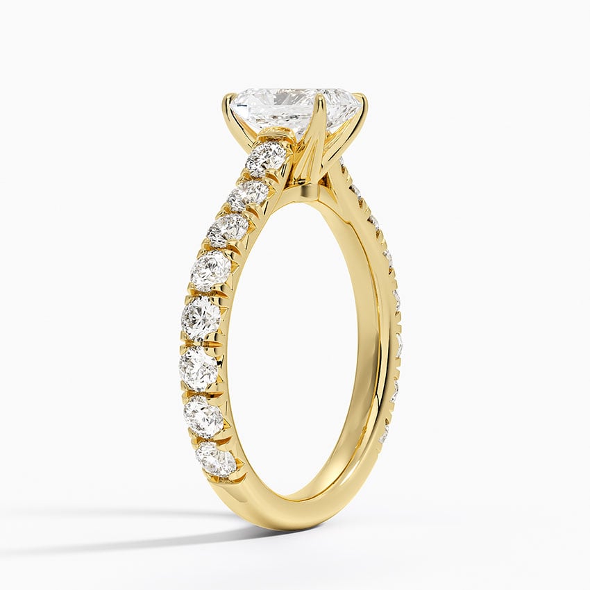 Anthology Three-Quarter Coverage Diamond Ring Yellow Gold 18k Radiant Engagement Ring