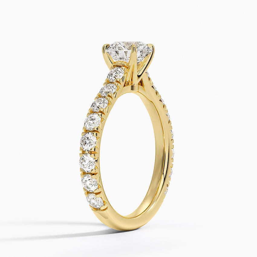 Anthology Three-Quarter Coverage Diamond Ring Yellow Gold 18k Round Engagement Ring