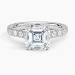 Anthology Three-Quarter Coverage Diamond Ring Platinum Asscher Engagement Ring
