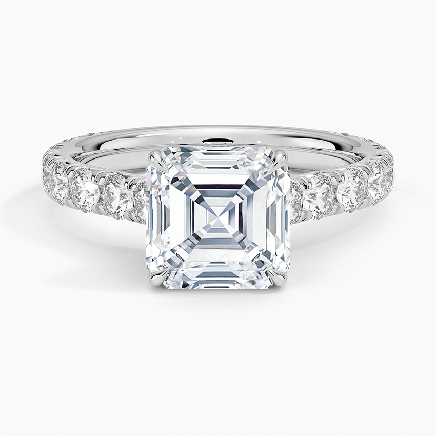 Anthology Three-Quarter Coverage Diamond Ring Platinum Asscher Engagement Ring